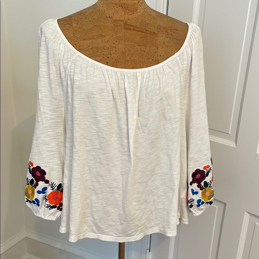 Boden Embellished 3/4 Sleeve Peasant Top XL